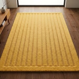 Modern Green Area Linear Rug, Hand Tufted New Zealand Wool Living Room Decor