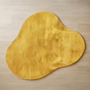 Sage Green Organic Shape Rug, Irregular Hand Tufted Wool Carpet, Modern Sculpted Minimal Abstract Rug, for Living Room, Entryway & Bedside